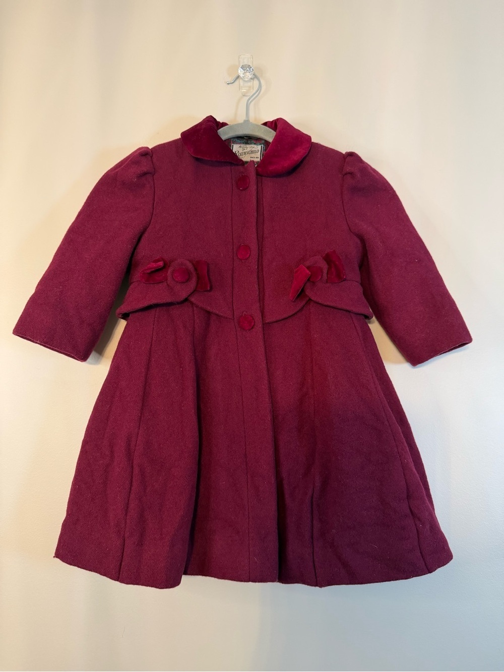 Rothchild Girls' Burgundy Wool-Blend Dress Trench Coat